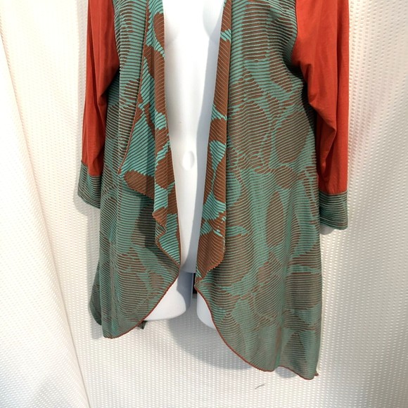 Aster Orange Turquoise Open Waterfall Cardigan Size Medium - Picture 3 of 5